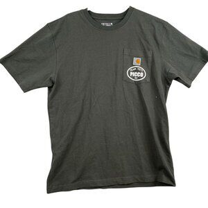 Carhartt Mens Pocket T-Shirt Medium Olive Green Team Yeti Picco RC Loose Fit